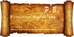 Pirnitzer Boglárka névjegykártya