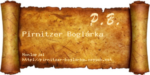 Pirnitzer Boglárka névjegykártya